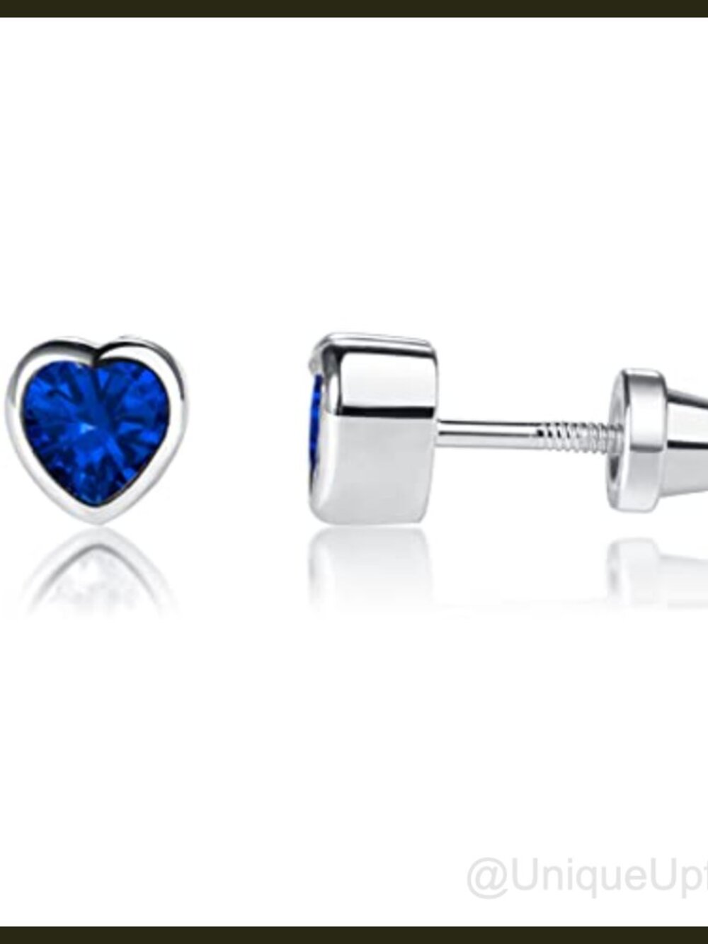 Sterling Silver Birthstone Heart Earrings with Screw Backs for Girls